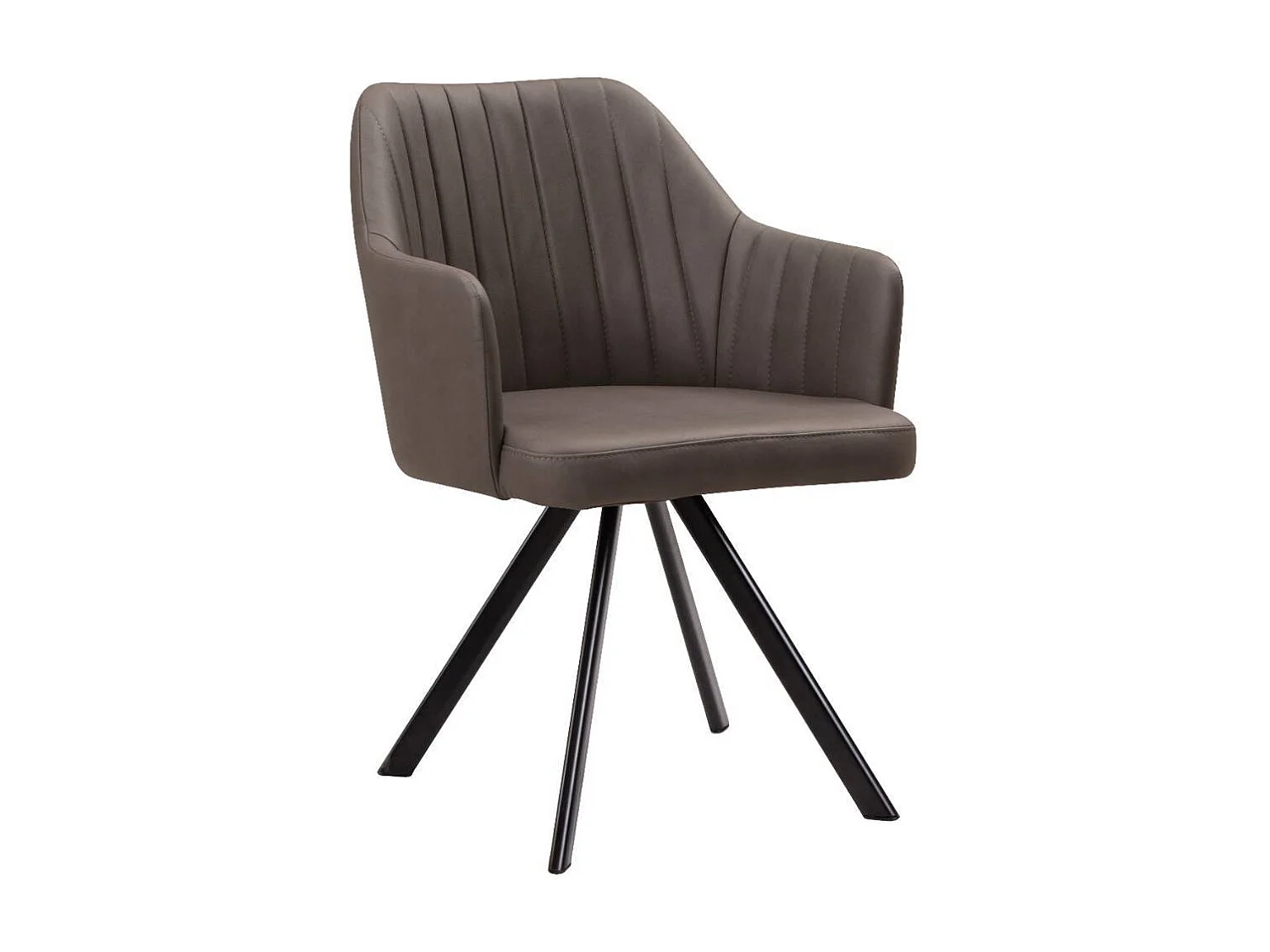 Armlehnstuhl Polsterstuhl Esszimmer in Dunkelbraun mit aufwendigen Steppungen