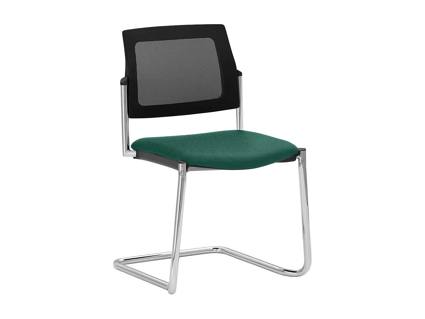 Besucherstuhl in Petrol und Schwarz Netzrückenlehne