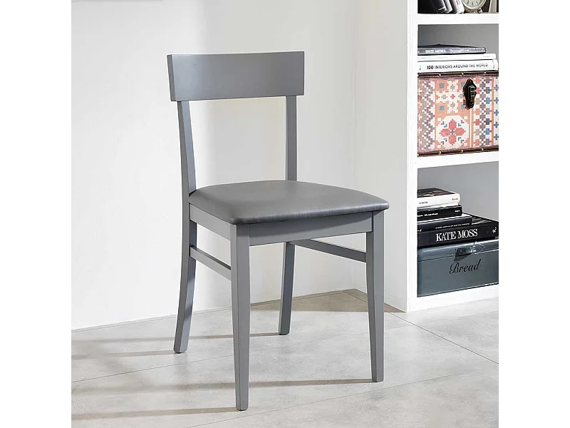 Esstischstuhl in Dunkelgrau Buche Massivholz (2er Set)