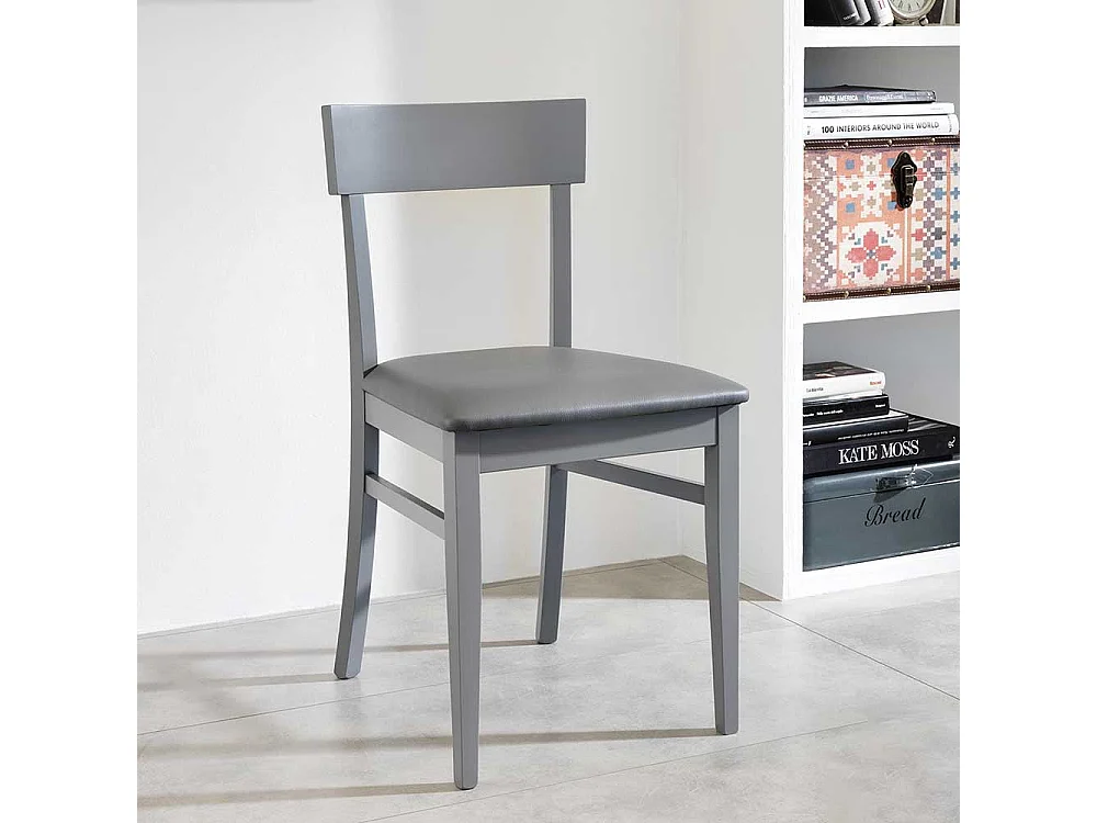 Esstischstuhl in Dunkelgrau Buche Massivholz (2er Set)