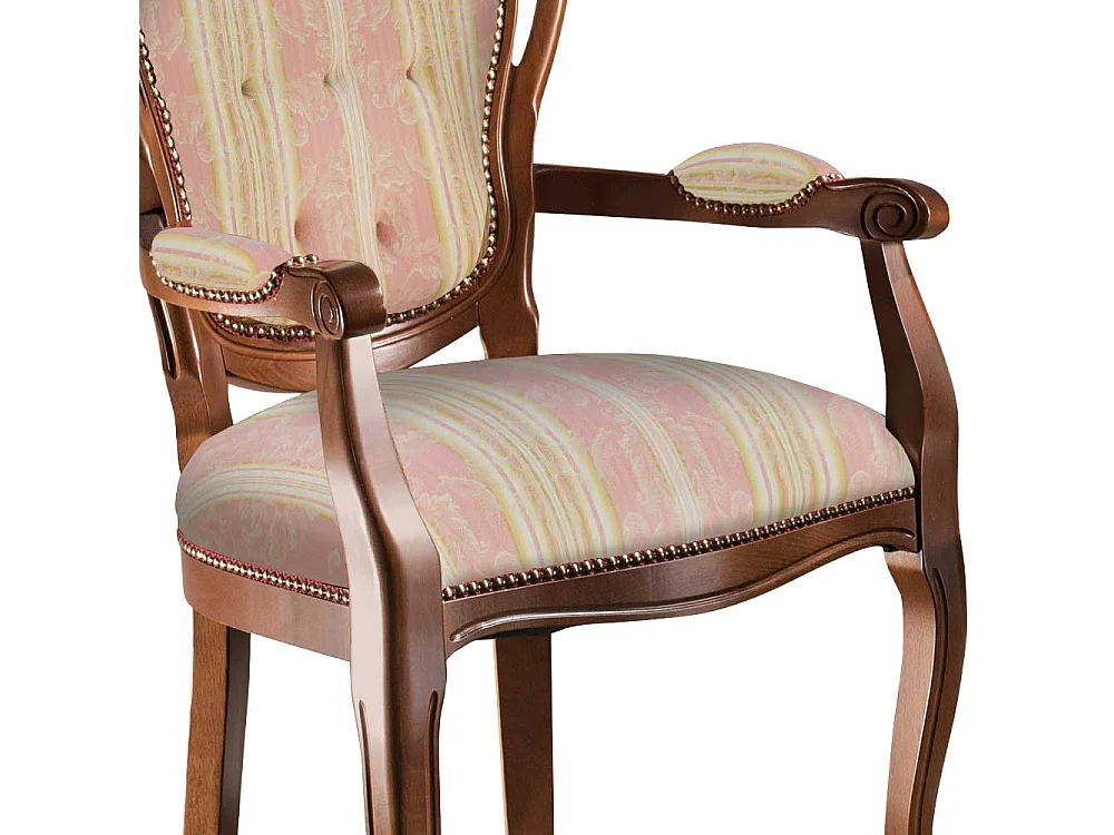 Armlehnstuhl Wohnzimmerstuhl in italienischem Design mit Streifenmuster