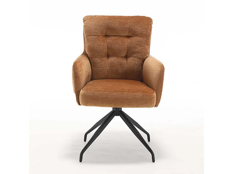 Polsterstuhl Esszimmer Armlehner in Ocker mit Gestell aus Metall (2er Set)