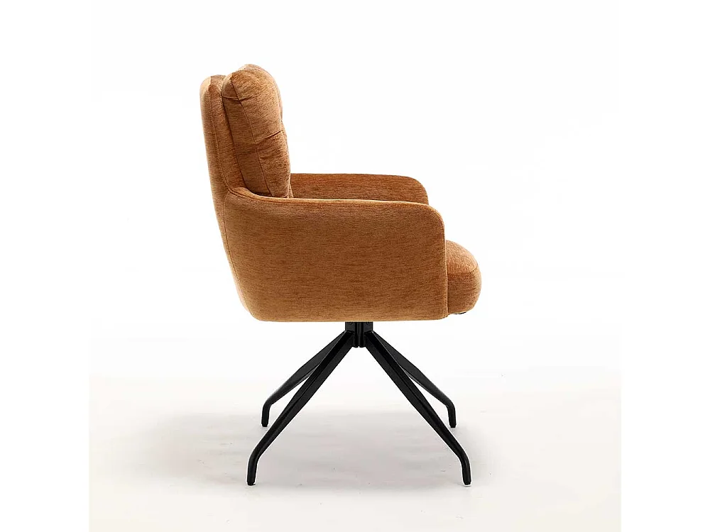 Polsterstuhl Esszimmer Armlehner in Ocker mit Gestell aus Metall (2er Set)