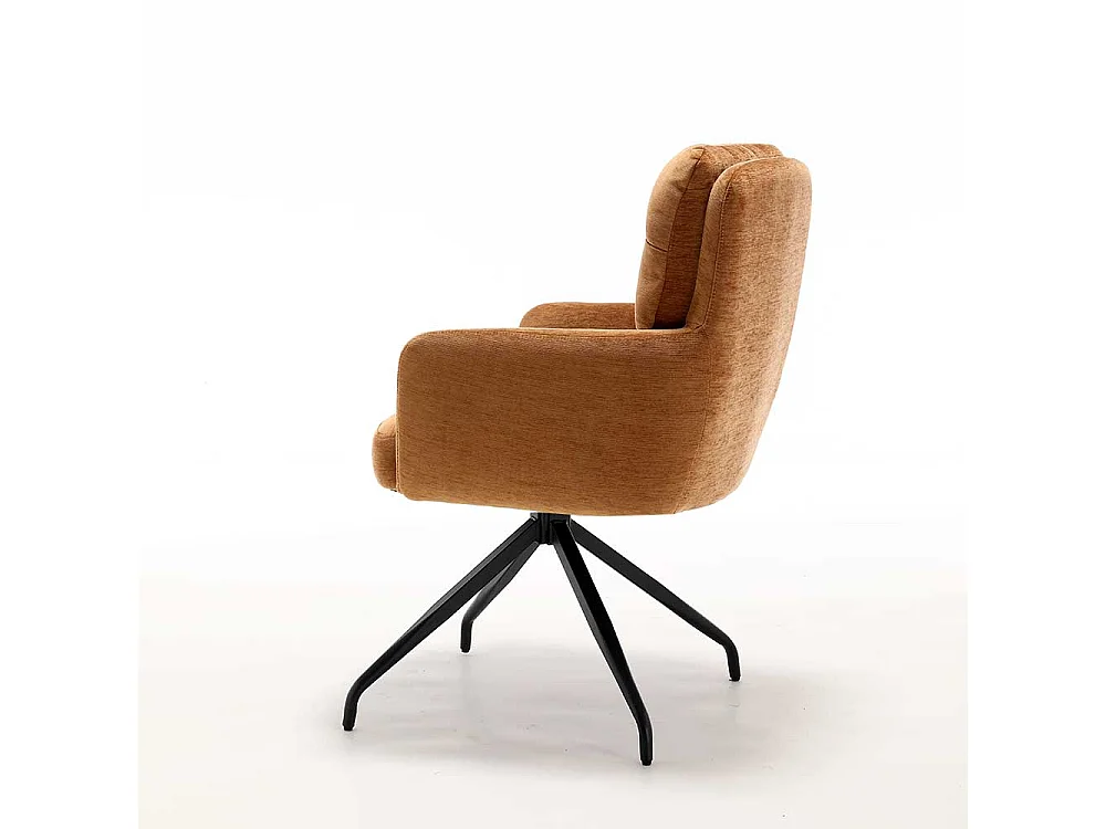 Polsterstuhl Esszimmer Armlehner in Ocker mit Gestell aus Metall (2er Set)