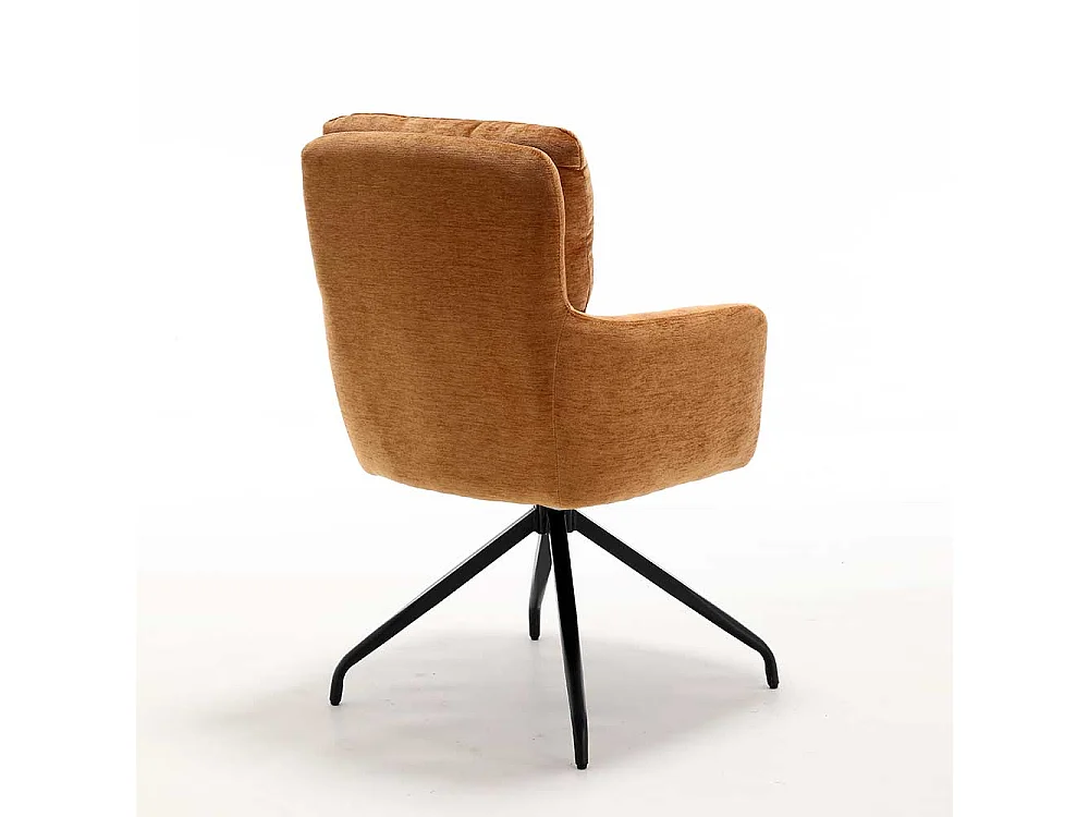 Polsterstuhl Esszimmer Armlehner in Ocker mit Gestell aus Metall (2er Set)