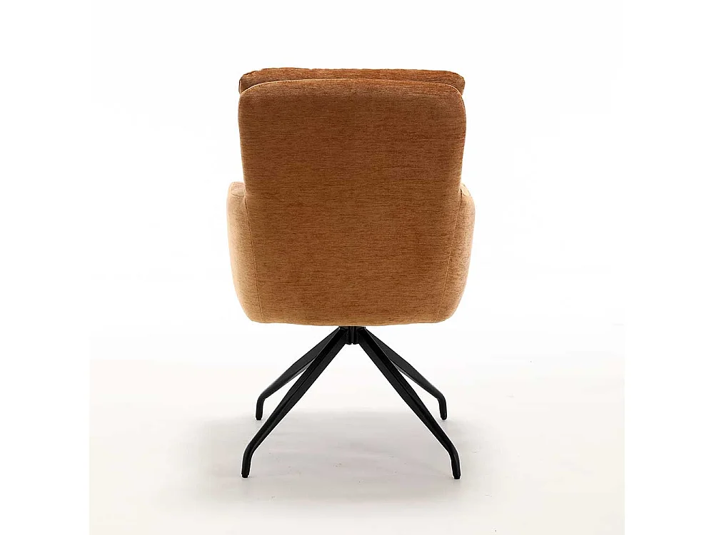 Polsterstuhl Esszimmer Armlehner in Ocker mit Gestell aus Metall (2er Set)