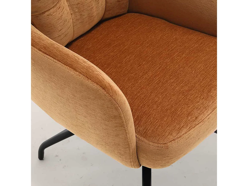 Polsterstuhl Esszimmer Armlehner in Ocker mit Gestell aus Metall (2er Set)