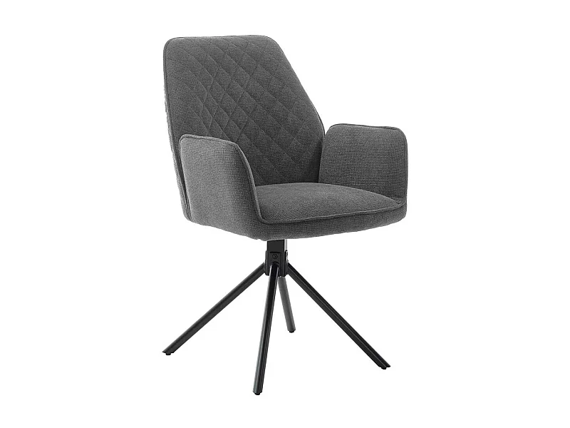 Drehbare Polsterstühle in Grau und Schwarz Armlehnen (2er Set)