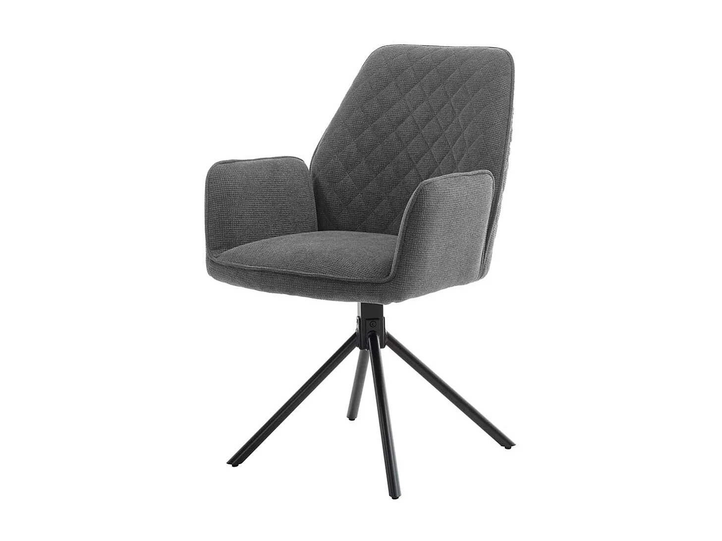 Drehbare Polsterstühle in Grau und Schwarz Armlehnen (2er Set)