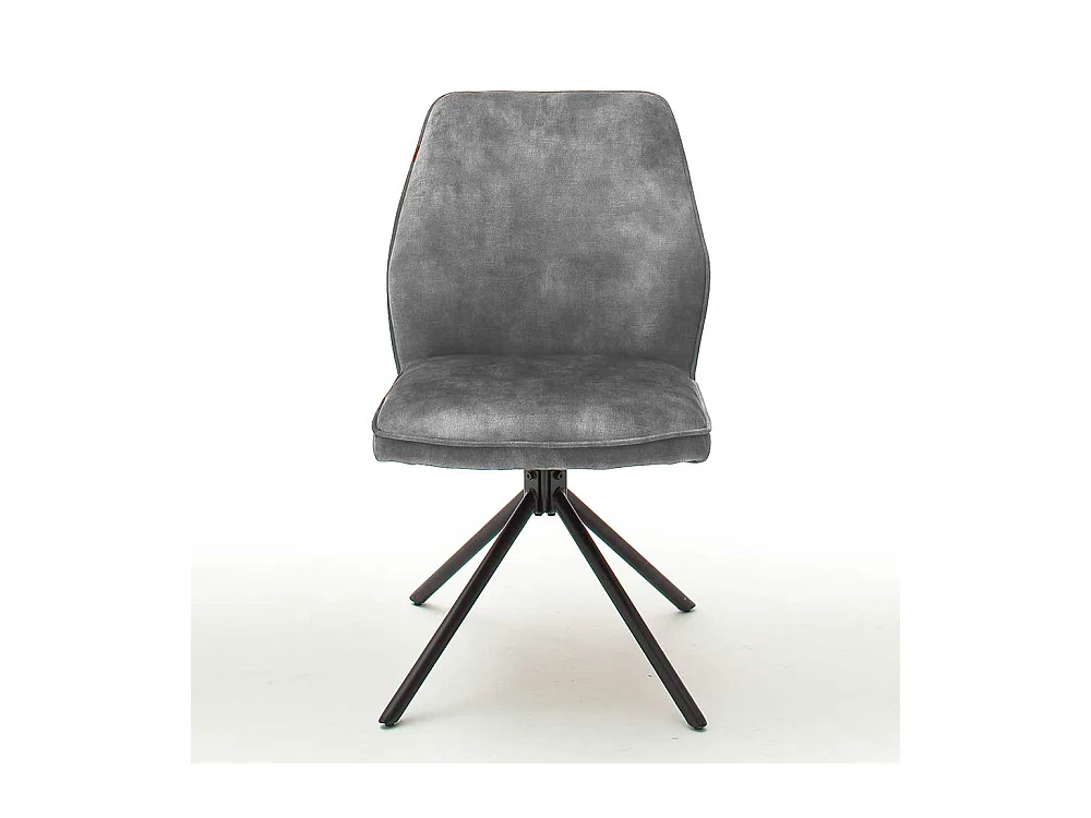 Esszimmer Polsterstühle in Grau Velours Metallgestell schwarz drehbar (2er Set)