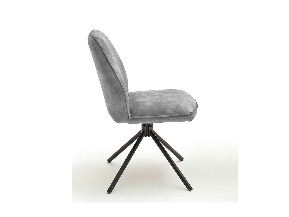 Esszimmer Polsterstühle in Grau Velours Metallgestell schwarz drehbar (2er Set)