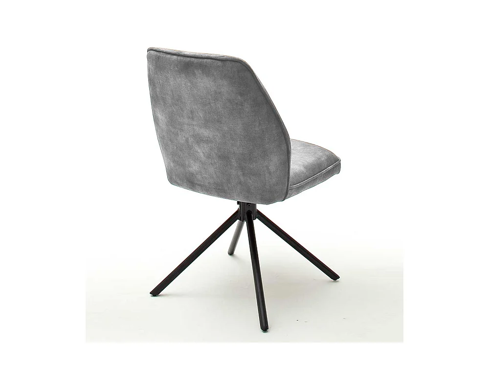 Esszimmer Polsterstühle in Grau Velours Metallgestell schwarz drehbar (2er Set)