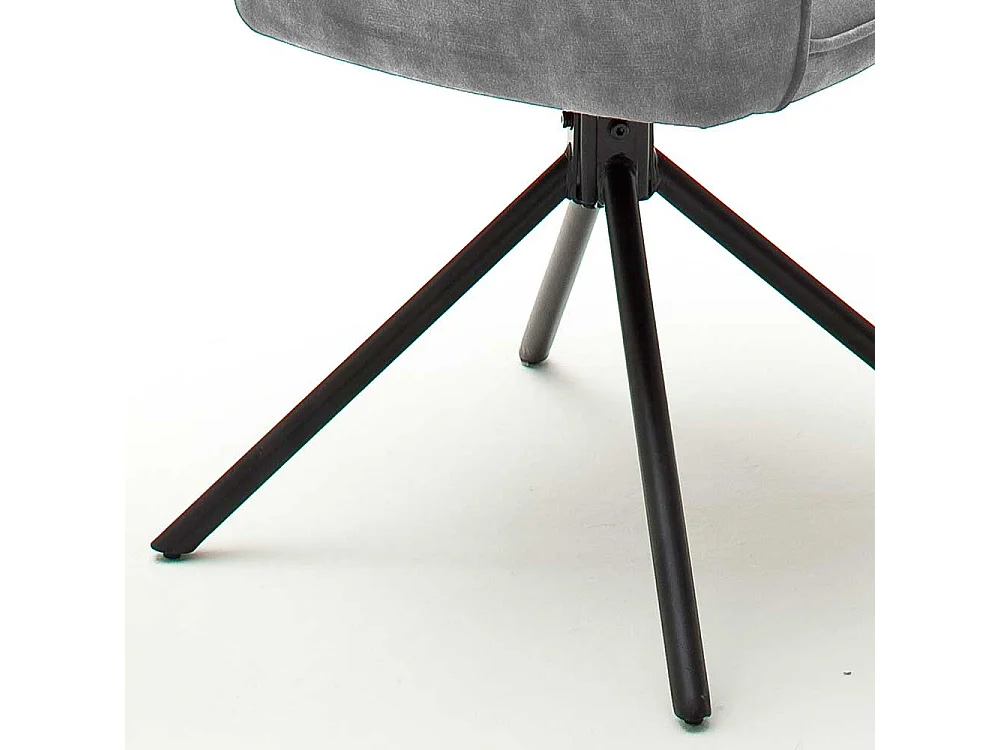 Esszimmer Polsterstühle in Grau Velours Metallgestell schwarz drehbar (2er Set)
