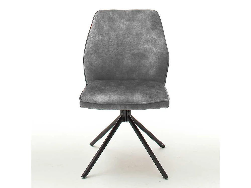 Esszimmer Polsterstühle in Grau Velours Metallgestell schwarz drehbar (2er Set)