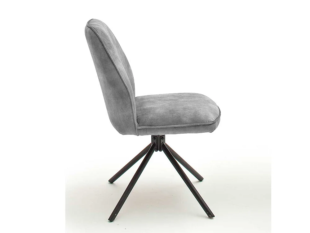 Esszimmer Polsterstühle in Grau Velours Metallgestell schwarz drehbar (2er Set)