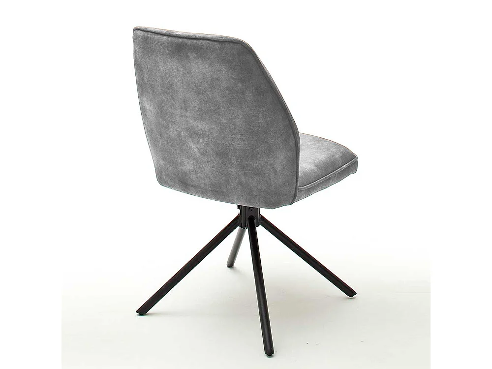 Esszimmer Polsterstühle in Grau Velours Metallgestell schwarz drehbar (2er Set)