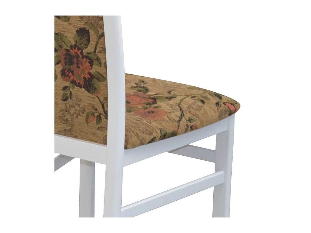 2 Stühle mit Blumenmuster in Braun bunt und Weiß hoher Lehne (2er Set)