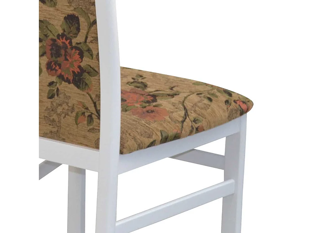 2 Stühle mit Blumenmuster in Braun bunt und Weiß hoher Lehne (2er Set)