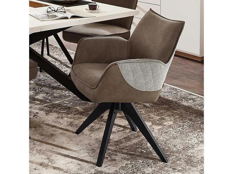 Esszimmerarmlehnstuhl Set in Braun und Grau Gestell aus Massivholz (2er Set)