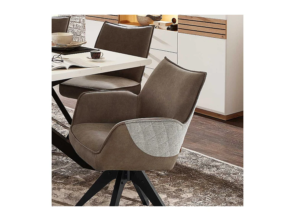 Esszimmerarmlehnstuhl Set in Braun und Grau Gestell aus Massivholz (2er Set)