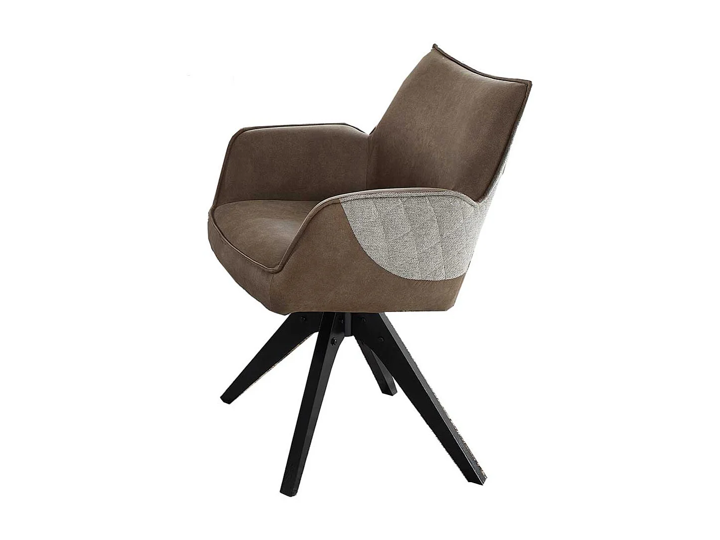 Esszimmerarmlehnstuhl Set in Braun und Grau Gestell aus Massivholz (2er Set)