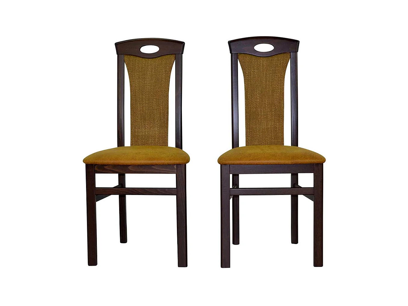 Hochlehner Stühle in Nussbaumfarben Ocker Gelb (2er Set)
