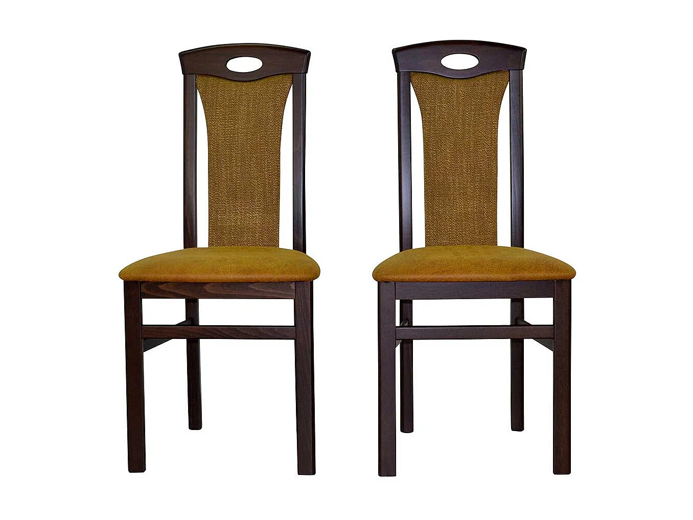 Hochlehner Stühle in Nussbaumfarben Ocker Gelb (2er Set)