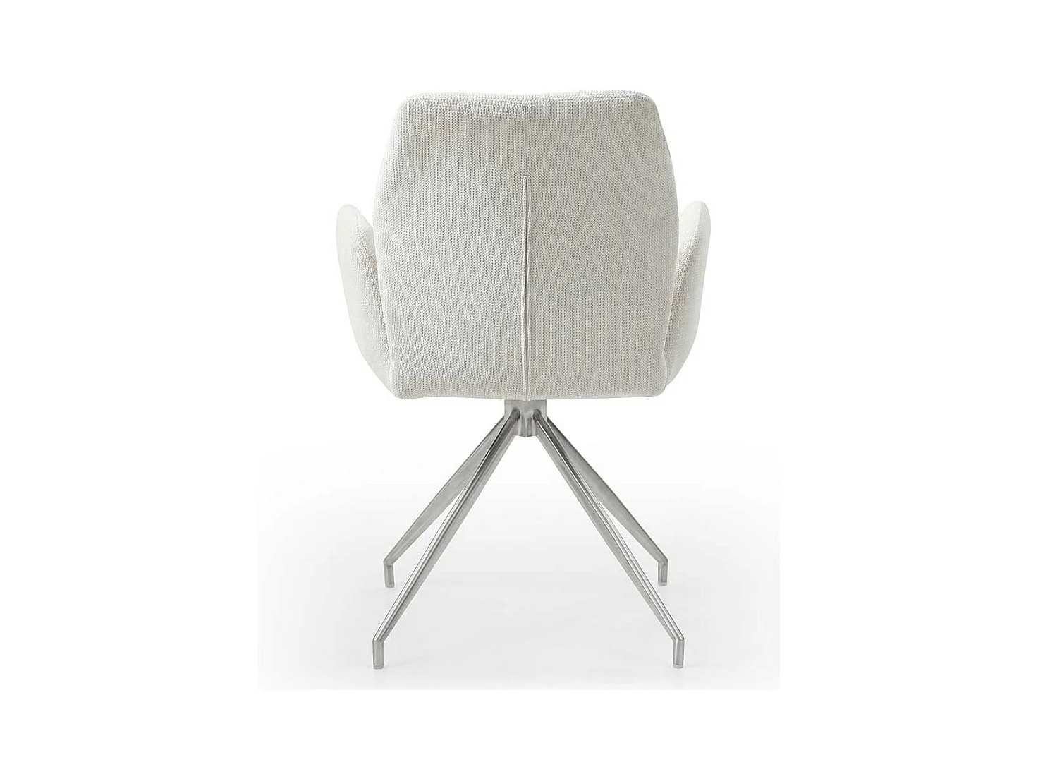 Polsterdrehstuhl in Cremefarben und Silber Armlehnen