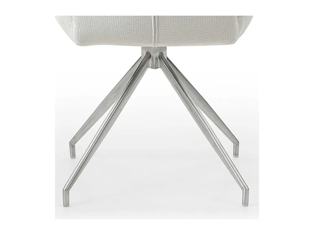 Polsterdrehstuhl in Cremefarben und Silber Armlehnen