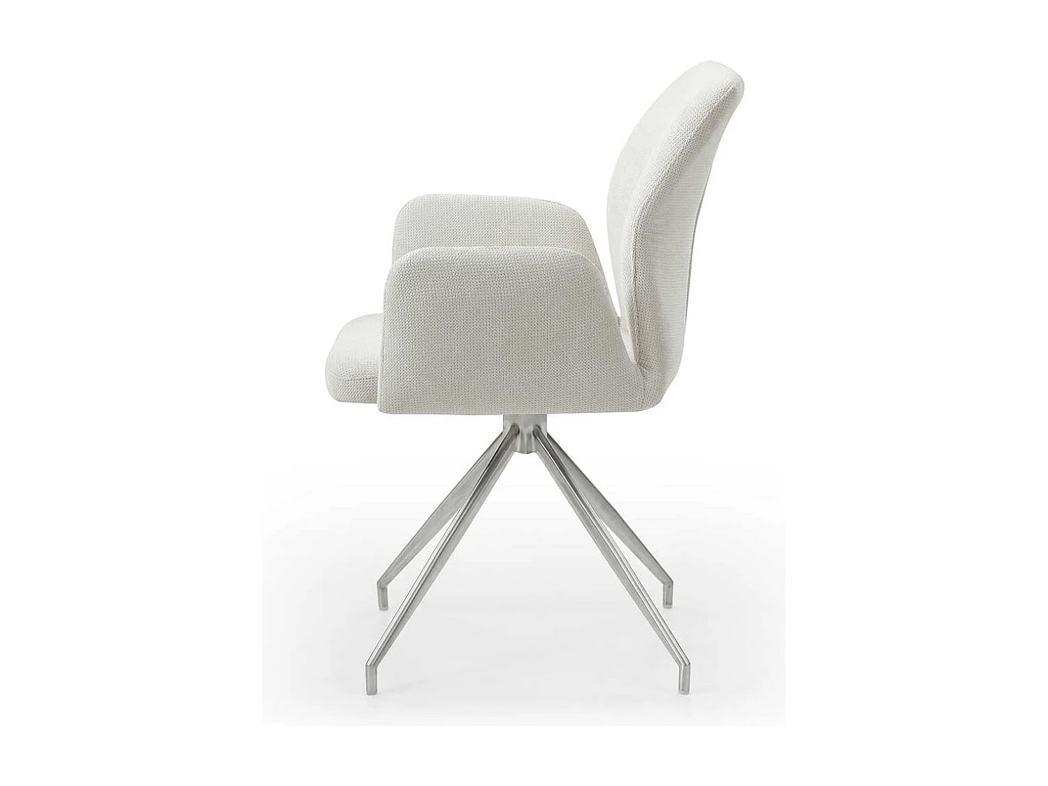 Polsterdrehstuhl in Cremefarben und Silber Armlehnen