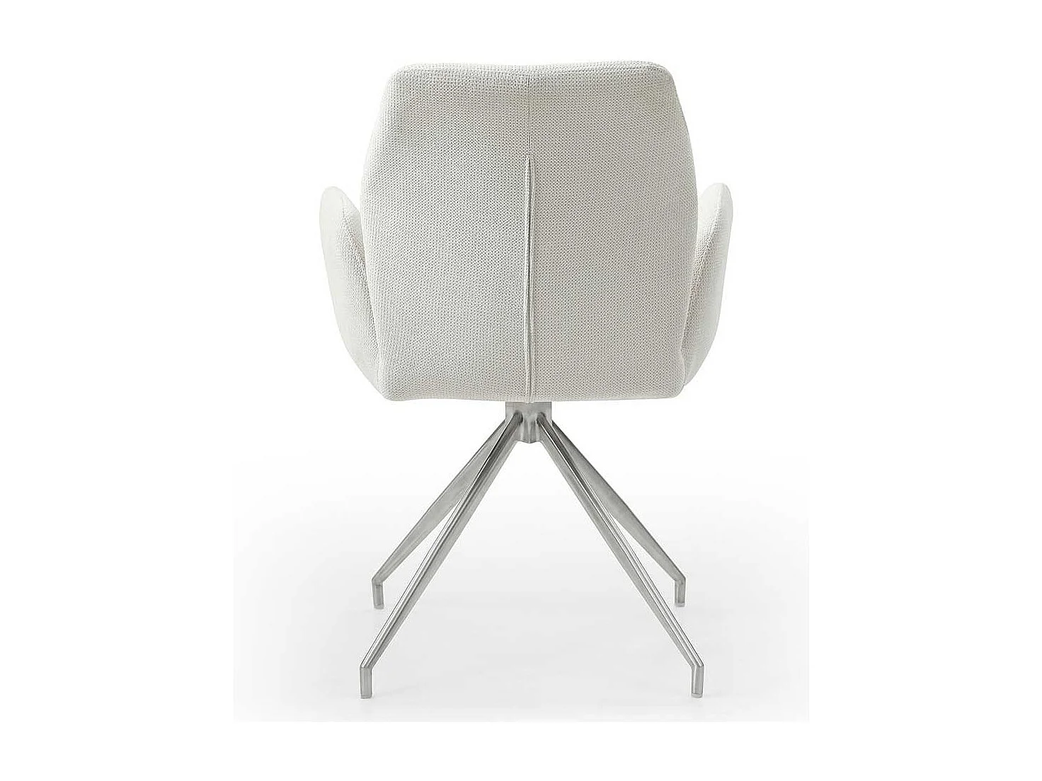 Polsterdrehstuhl in Cremefarben und Silber Armlehnen