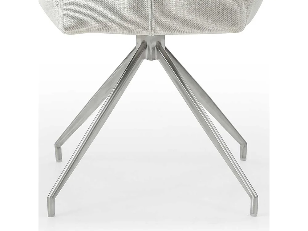 Polsterdrehstuhl in Cremefarben und Silber Armlehnen