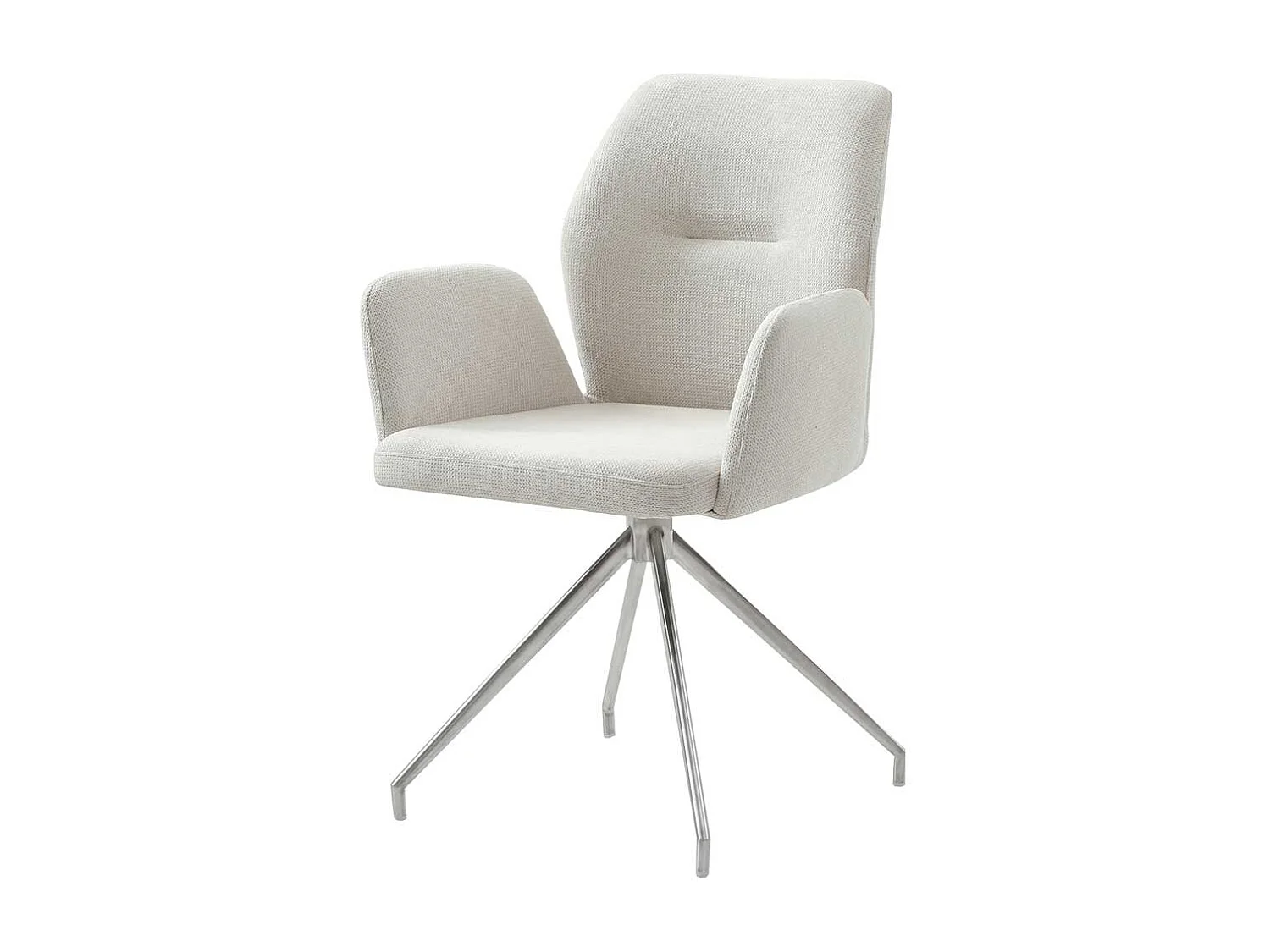 Polsterdrehstuhl in Cremefarben und Silber Armlehnen