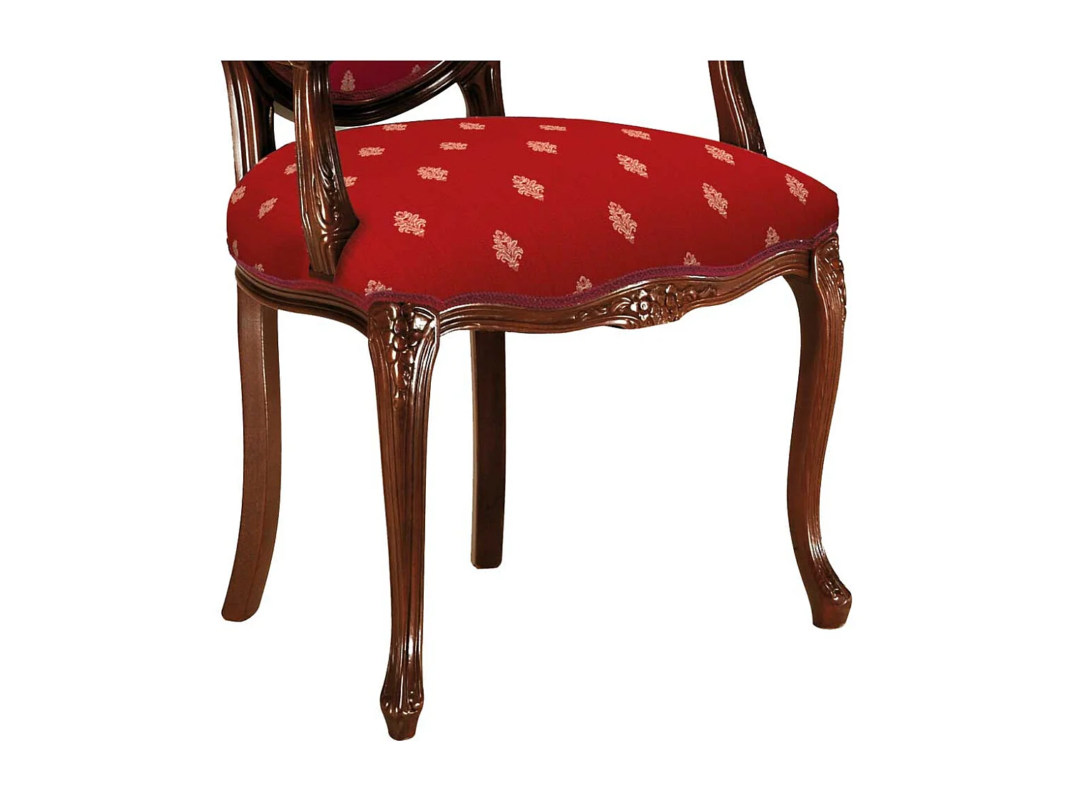 Armstuhl in italienischem Stil Nussbaumfarben und Rot