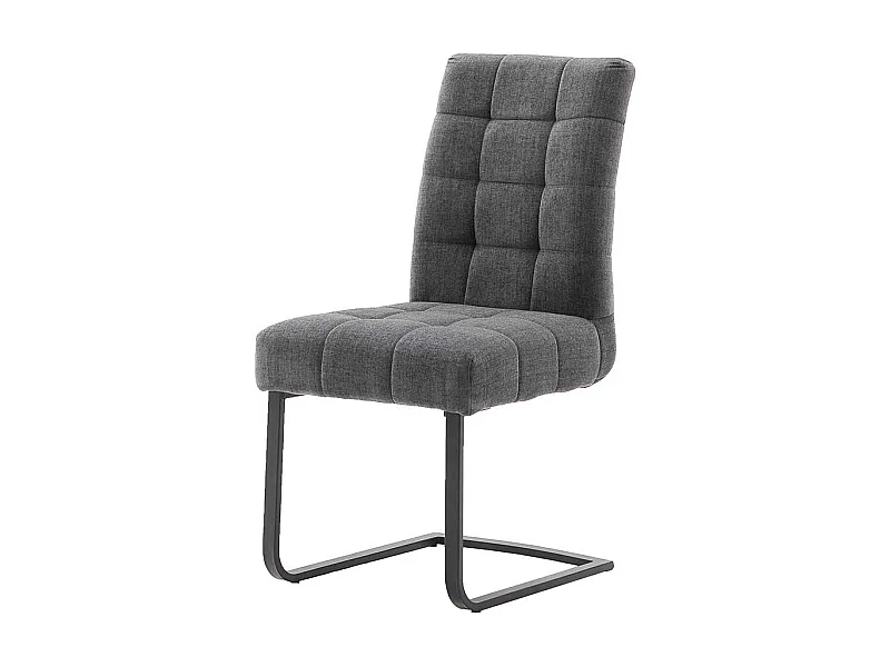 Freischwinger in Dunkelgrau Chenillegewebe Metallgestell (2er Set)