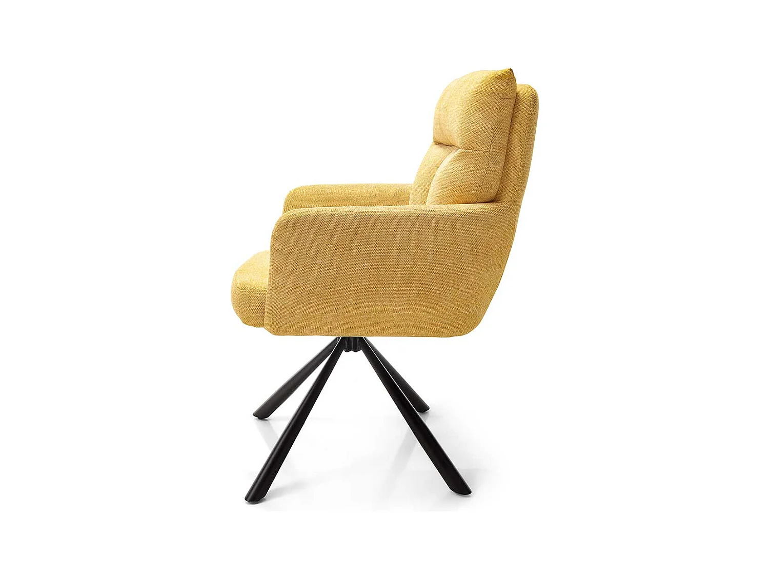 Esszimmerstuhl Set Gelb mit hoher Rückenlehne aufwendigen Steppungen (2er Set)