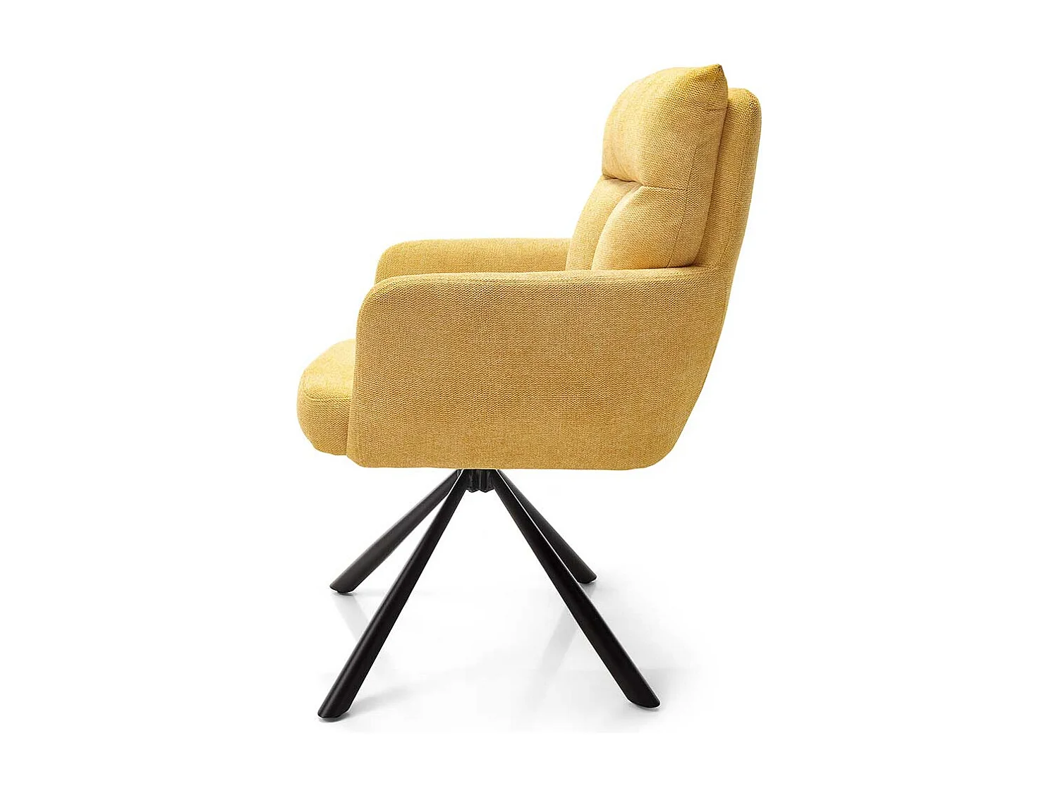 Esszimmerstuhl Set Gelb mit hoher Rückenlehne aufwendigen Steppungen (2er Set)