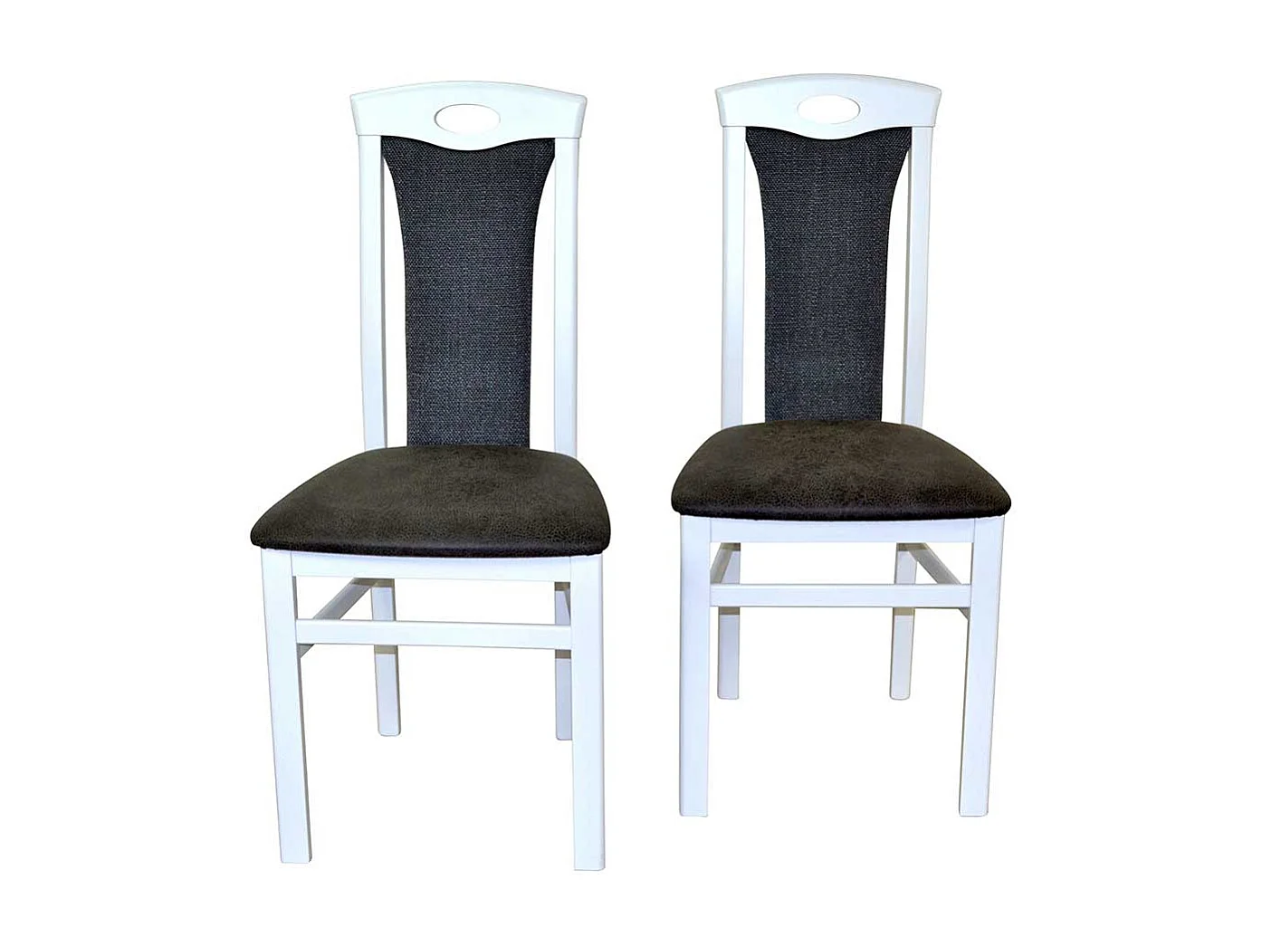Esstisch Stühle in Weiß & Anthrazit Kunstleder und Webstoff (2er Set)