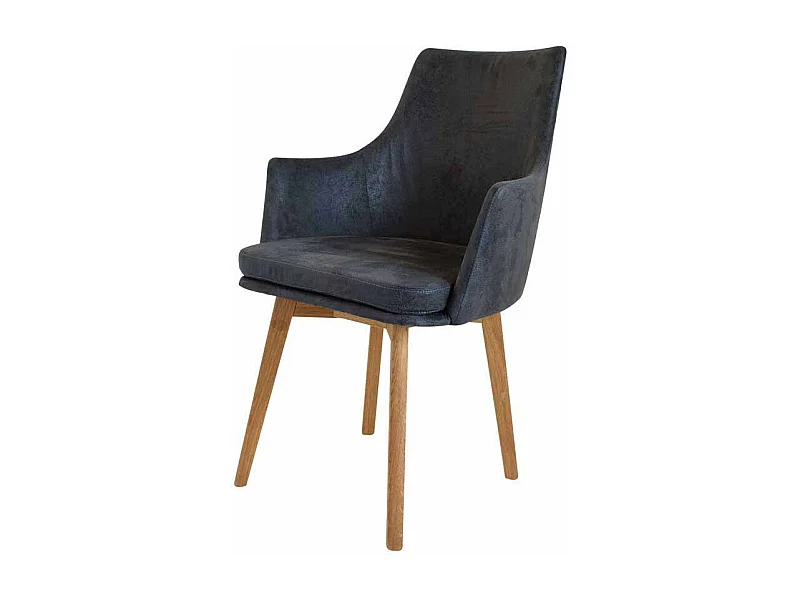 Esszimmerstuhl in Anthrazit Microfaser Armlehnen