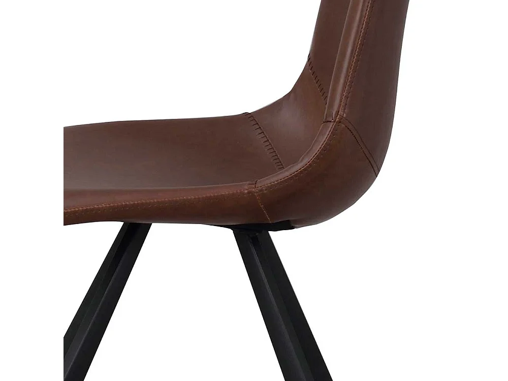 Schalenstuhl Set in Braun und Schwarz Kunstleder und Stahl (2er Set)
