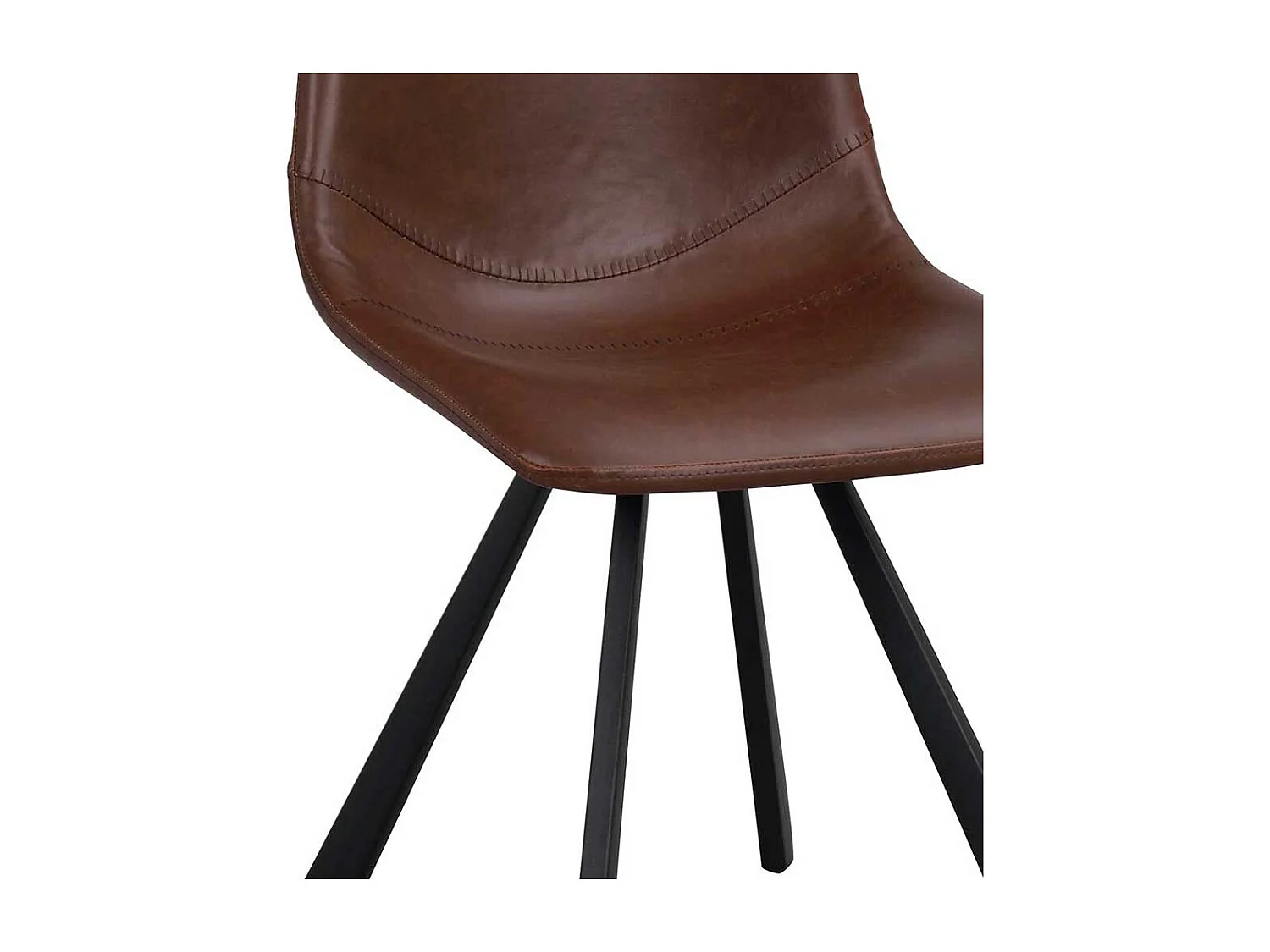 Schalenstuhl Set in Braun und Schwarz Kunstleder und Stahl (2er Set)