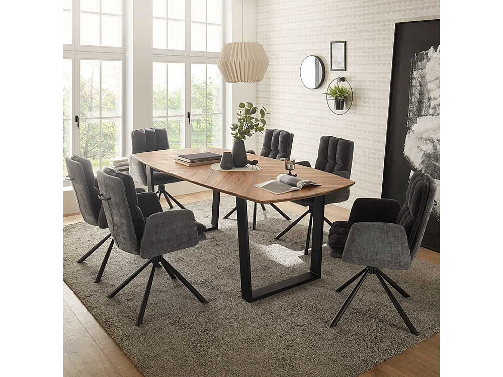 Hochlehner in Dunkelgrau - Hellgrau Gestell aus Metall (2er Set)