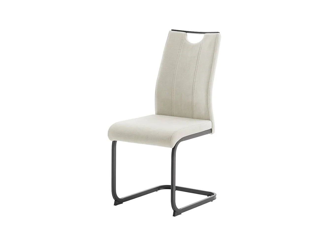 Freischwingerstuhl Esstischstuhl in Beige mit Gestell aus Metall (4er Set)