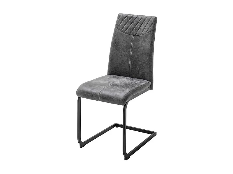 Esszimmerstuhl Polsterstuhl in Anthrazit mit Ziernähten (4er Set)