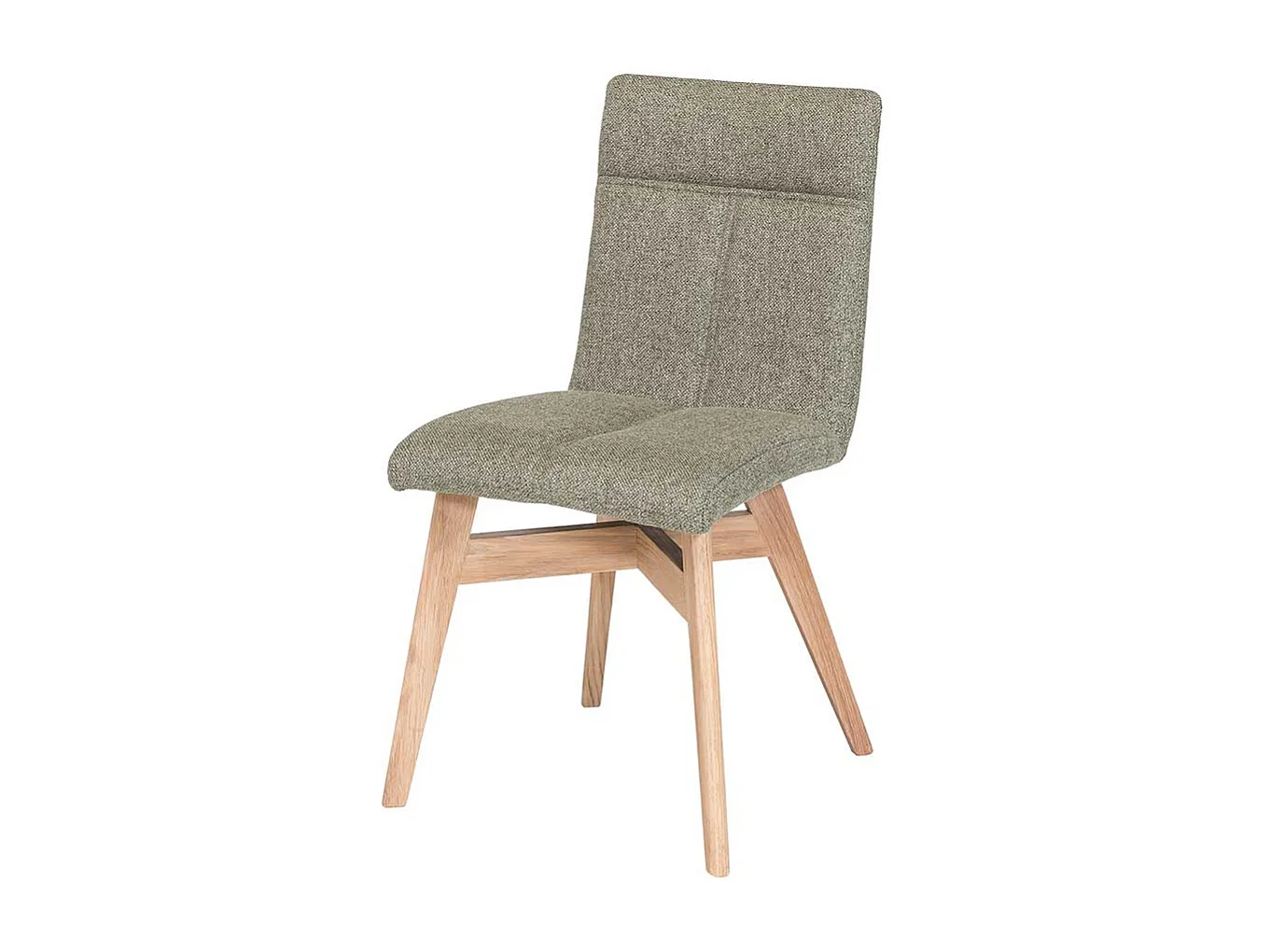 Essstühle in Grün Webstoff Massivholzgestell in Eiche Bianco (2er Set)