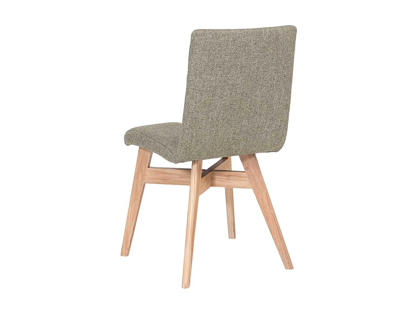 Essstühle in Grün Webstoff Massivholzgestell in Eiche Bianco (2er Set)