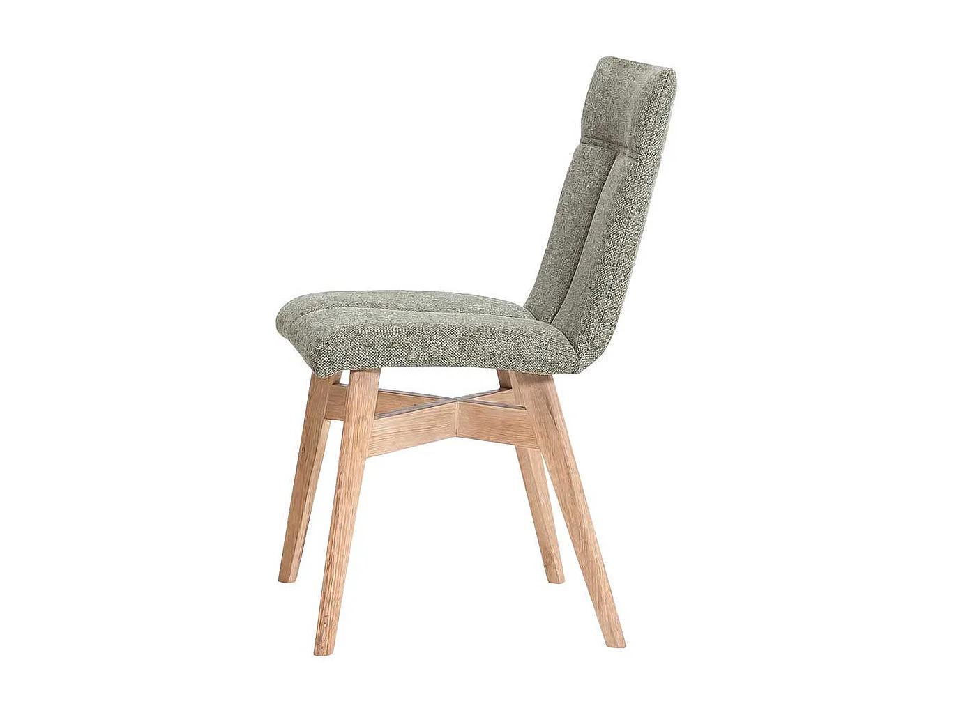 Essstühle in Grün Webstoff Massivholzgestell in Eiche Bianco (2er Set)