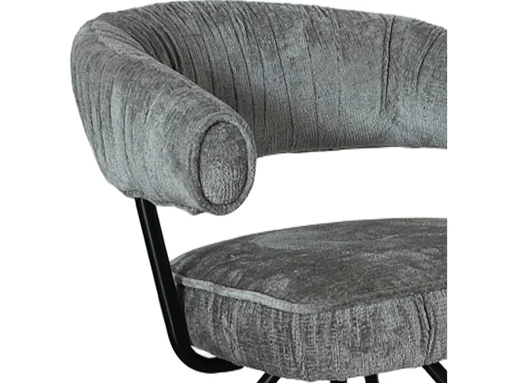 Polsterstuhl Armlehnstuhl in Grau aus Chenillegewebe (2er Set)