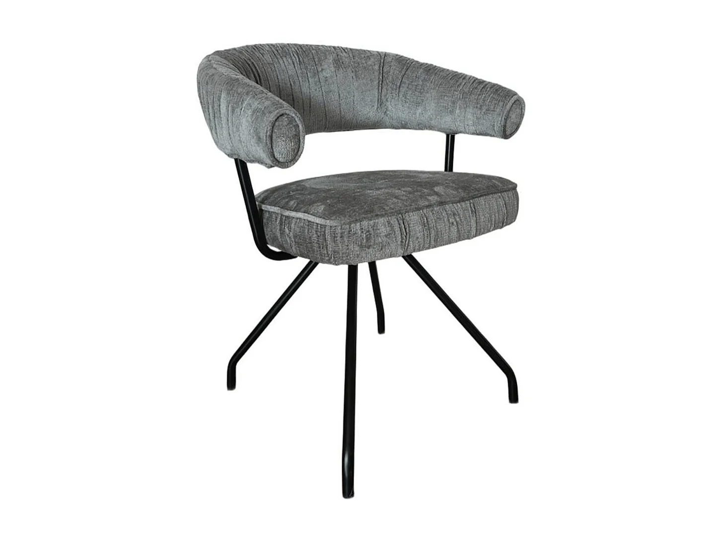 Polsterstuhl Armlehnstuhl in Grau aus Chenillegewebe (2er Set)