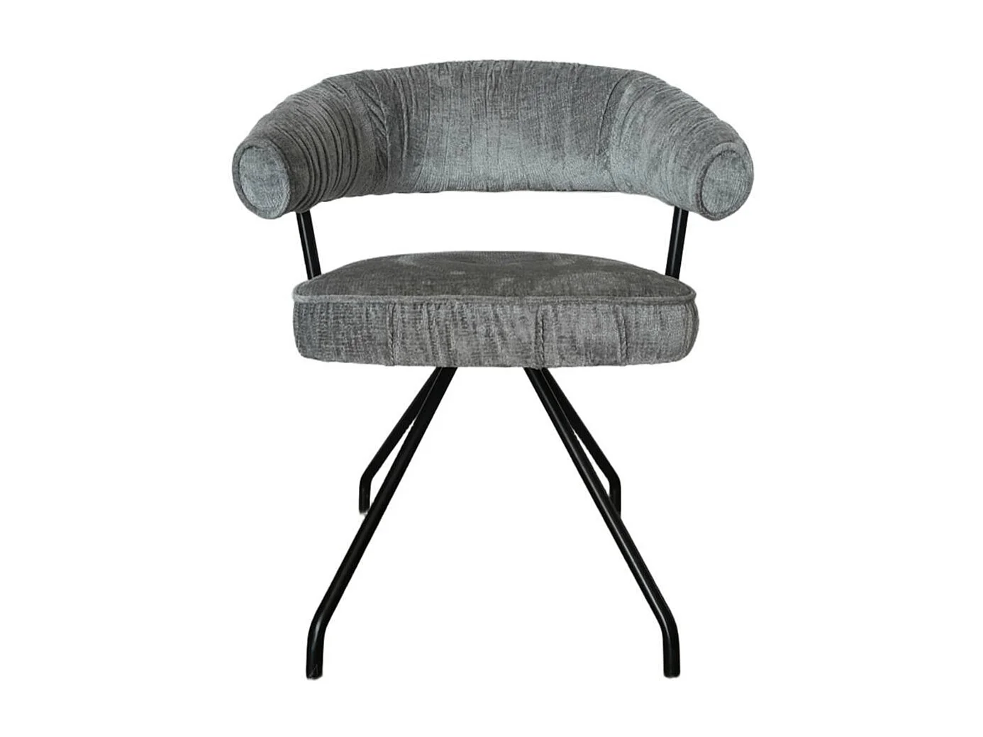 Polsterstuhl Armlehnstuhl in Grau aus Chenillegewebe (2er Set)